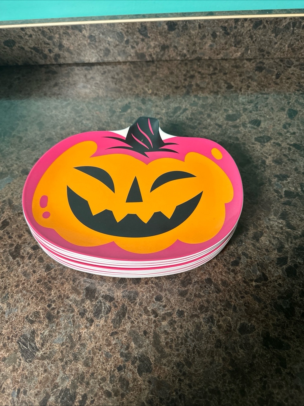 Halloween Pumpkin Party Plates - Pink and Orange set of 4